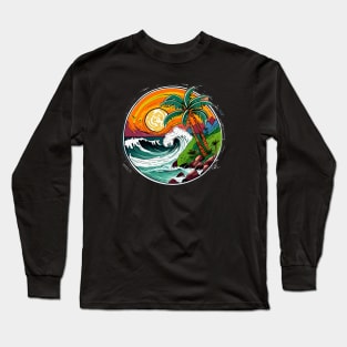 Circle Wave Design Long Sleeve T-Shirt